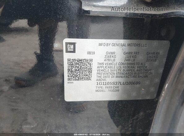 1G1105S37LU100689 2020 CHEVROLET IMPALA Black ძრავის განყოფილების ხედი