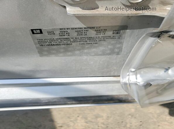 1G1105SA3GU161803 2016 CHEVROLET IMPALA Silver Вид підкапотного простору