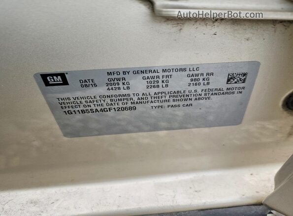 1G11B5SA4GF120689 2016 CHEVROLET MALIBU Золотой Вид подкапотного пространства