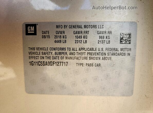 1G11C5SA0GF127717 2016 CHEVROLET MALIBU Tan Вид підкапотного простору