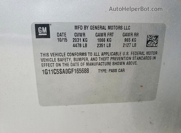 1G11C5SA0GF165688 2016 CHEVROLET MALIBU Silver Вид підкапотного простору