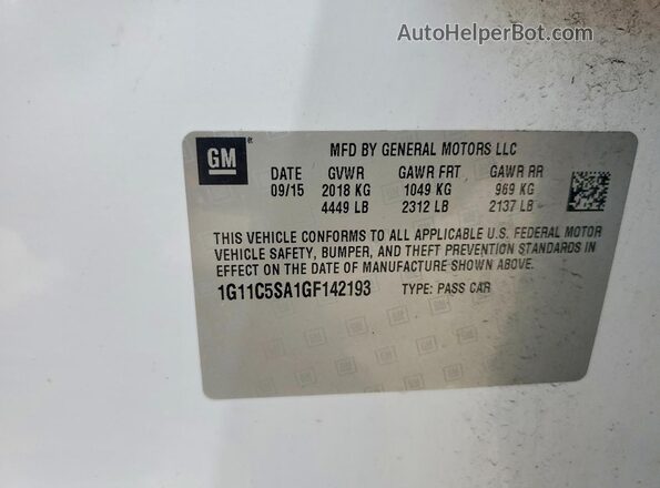 1G11C5SA1GF142193 2016 CHEVROLET MALIBU White Engine compartment view