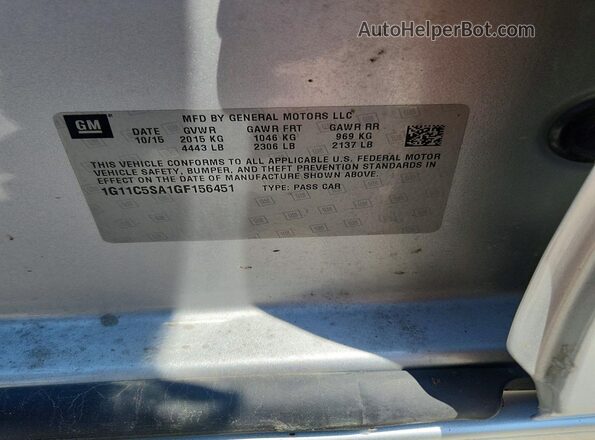 1G11C5SA1GF156451 2016 CHEVROLET MALIBU Silver Vista del compartimento del motor