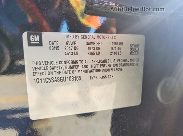 1G11C5SA8GU108165 2016 CHEVROLET MALIBU Black Engine compartment view