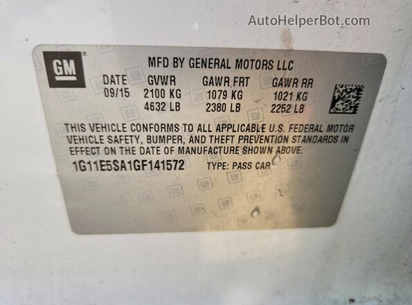 1G11E5SA1GF141572 2016 CHEVROLET MALIBU White Engine compartment view