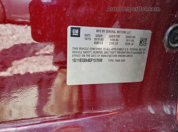1G11E5SA4GF157698 2016 CHEVROLET MALIBU Темно-бордовый Вид задней части салона