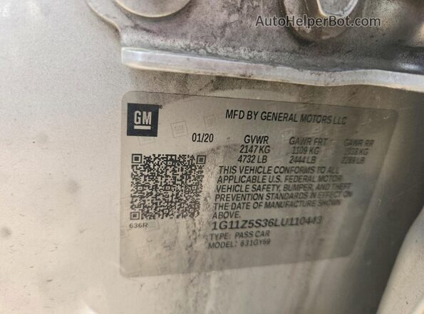 1G11Z5S36LU110443 2020 CHEVROLET IMPALA Silver Widok komory silnika