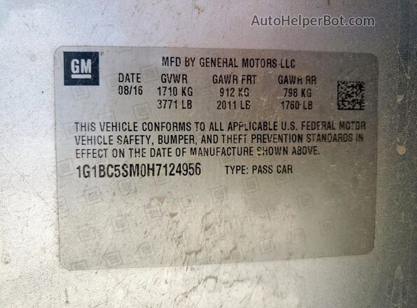 1G1BC5SM0H7124956 2017 CHEVROLET CRUZE Gray 360 interior view