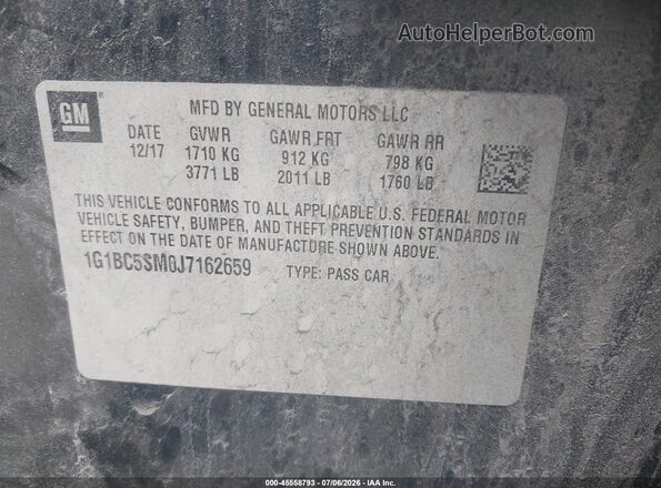 1G1BC5SM0J7162659 2018 CHEVROLET CRUZE Black Vista del compartimento del motor