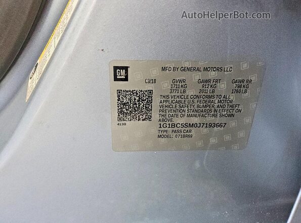 1G1BC5SM0J7193667 2018 CHEVROLET CRUZE Blue Вид підкапотного простору