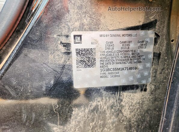 1G1BC5SM1K7149596 2019 CHEVROLET CRUZE Black Widok komory silnika