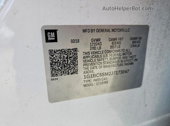 1G1BC5SM2J7173047 2018 CHEVROLET CRUZE Белый Вид наклейки с VIN-кодом