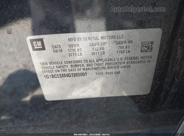 1G1BC5SM4G7265091 2016 CHEVROLET CRUZE Dark Blue Вид подкапотного пространства