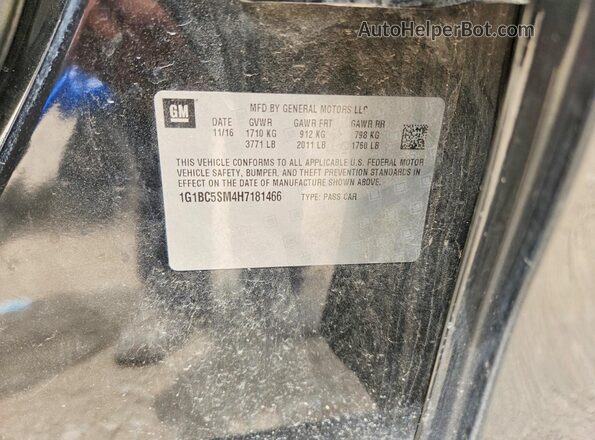 1G1BC5SM4H7181466 2017 CHEVROLET CRUZE Black Вид підкапотного простору