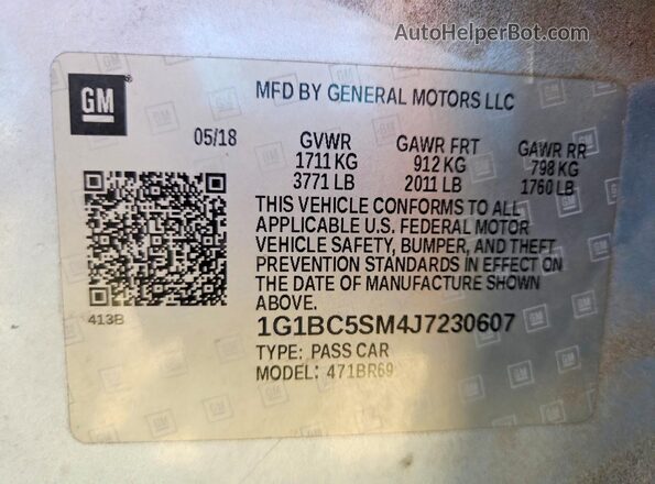 1G1BC5SM4J7230607 2018 CHEVROLET CRUZE Silver Շարժիչի բաժամունքի տեսք