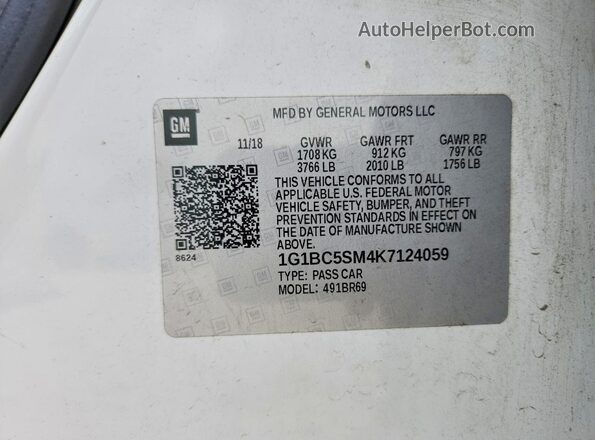 1G1BC5SM4K7124059 2019 CHEVROLET CRUZE White Շարժիչի բաժամունքի տեսք
