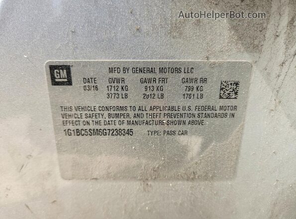 1G1BC5SM6G7238345 2016 CHEVROLET CRUZE Silver Engine compartment view