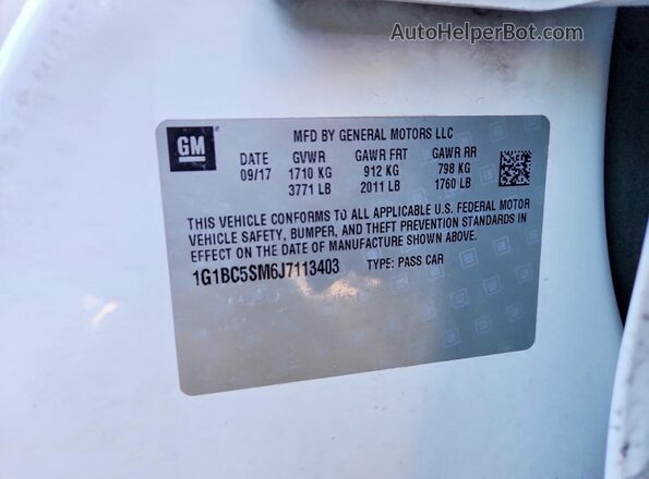1G1BC5SM6J7113403 2018 CHEVROLET CRUZE White ძრავის განყოფილების ხედი