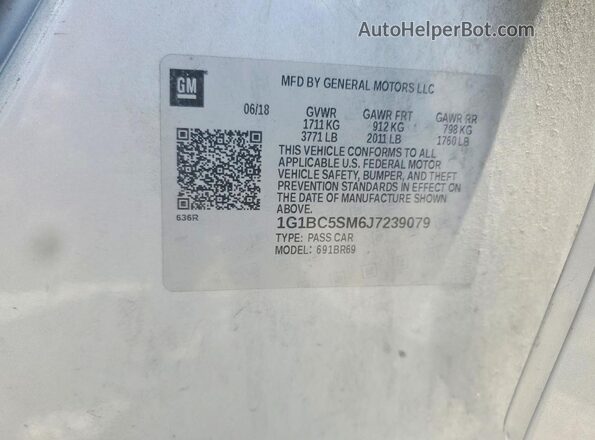 1G1BC5SM6J7239079 2018 CHEVROLET CRUZE Silver Շարժիչի բաժամունքի տեսք