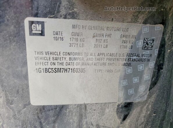 1G1BC5SM7H7160305 2017 CHEVROLET CRUZE Black Widok komory silnika