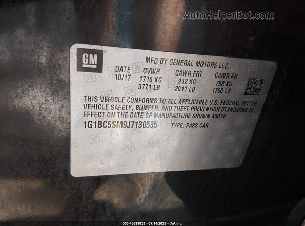 1G1BC5SM9J7130535 2018 CHEVROLET CRUZE Black Вид підкапотного простору