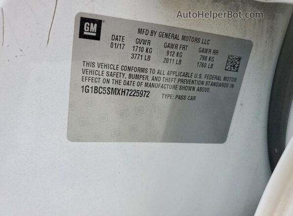 1G1BC5SMXH7225972 2017 CHEVROLET CRUZE White ძრავის განყოფილების ხედი