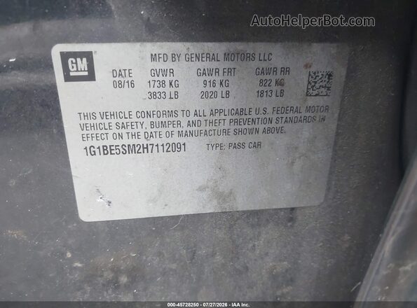 1G1BE5SM2H7112091 2017 CHEVROLET CRUZE Черный Вид подкапотного пространства