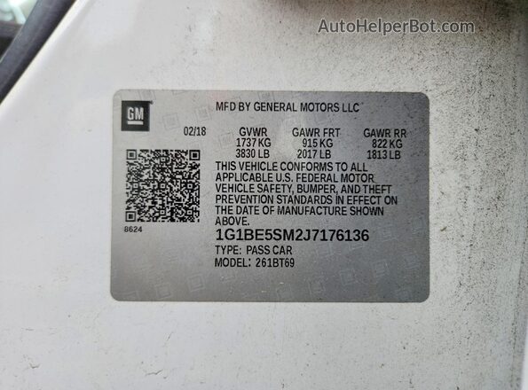 1G1BE5SM2J7176136 2018 CHEVROLET CRUZE White Շարժիչի բաժամունքի տեսք