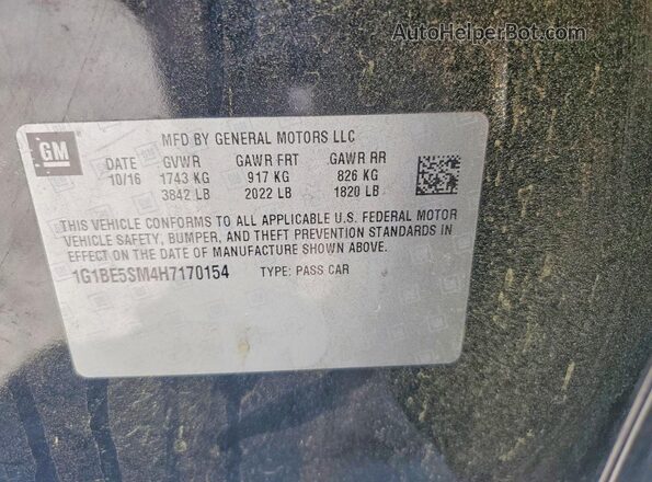 1G1BE5SM4H7170154 2017 CHEVROLET CRUZE Black Engine compartment view