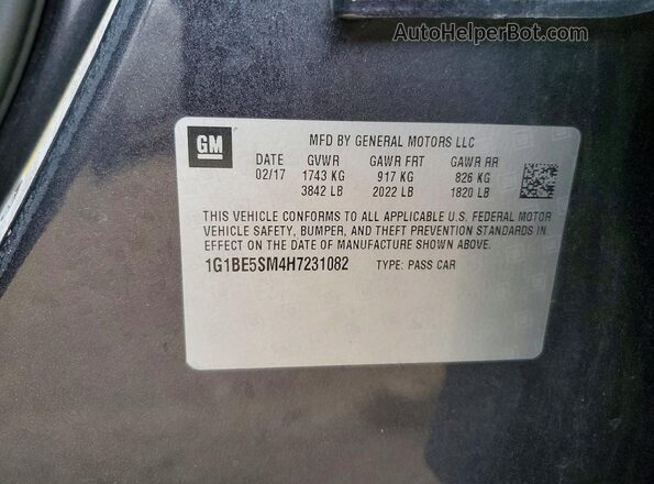1G1BE5SM4H7231082 2017 CHEVROLET CRUZE Charcoal VIN sticker view