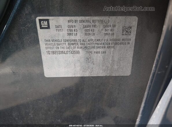 1G1BE5SM4J7142599 2018 CHEVROLET CRUZE Gray Widok komory silnika