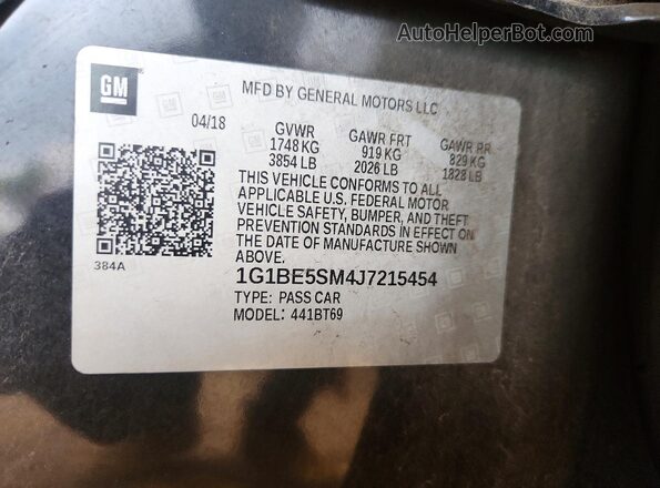 1G1BE5SM4J7215454 2018 CHEVROLET CRUZE Black Շարժիչի բաժամունքի տեսք
