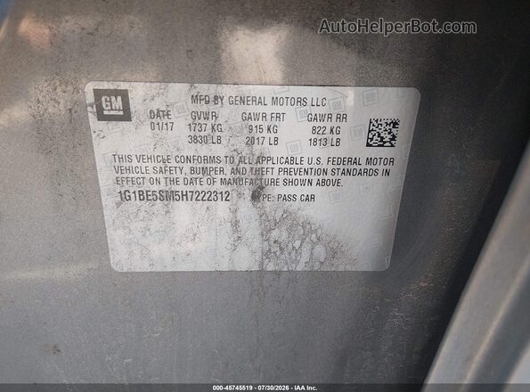 1G1BE5SM5H7222312 2017 CHEVROLET CRUZE Gray Շարժիչի բաժամունքի տեսք