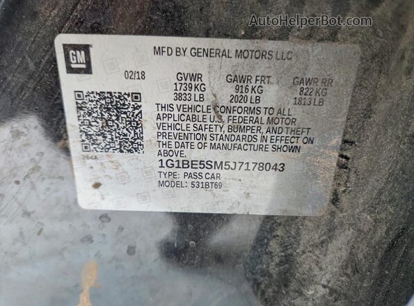 1G1BE5SM5J7178043 2018 CHEVROLET CRUZE Black Widok komory silnika