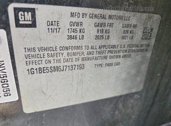 1G1BE5SM6J7137193 2018 CHEVROLET CRUZE Black Engine compartment view