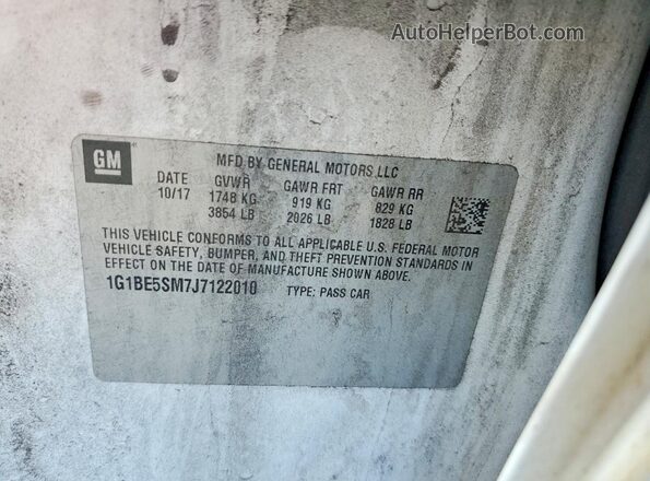 1G1BE5SM7J7122010 2018 CHEVROLET CRUZE White Շարժիչի բաժամունքի տեսք
