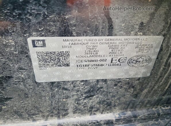 1G1BF5SM4K7118561 2019 CHEVROLET CRUZE Black Vista del compartimento del motor