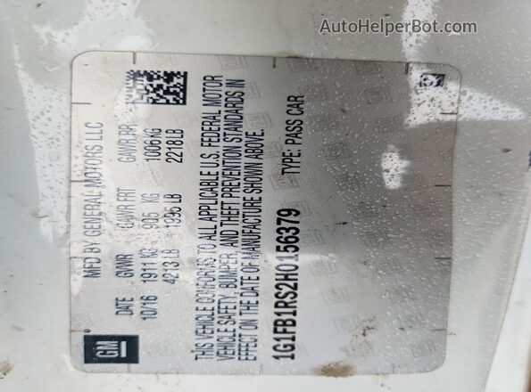 1G1FB1RS2H0156379 2017 CHEVROLET CAMARO Белый Вид подкапотного пространства