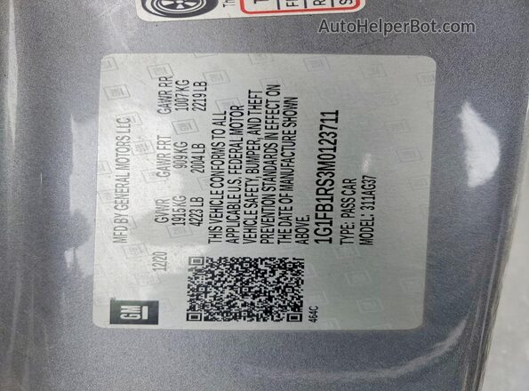 1G1FB1RS3M0123711 2021 CHEVROLET CAMARO Gray ძრავის განყოფილების ხედი