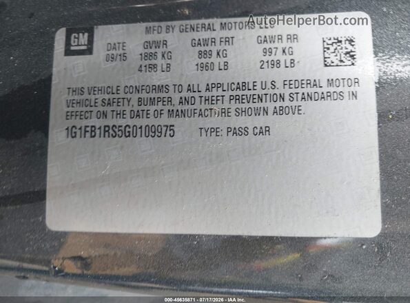 1G1FB1RS5G0109975 2016 CHEVROLET CAMARO Серый Вид подкапотного пространства