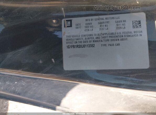 1G1FB1RSXJ0113382 2018 CHEVROLET CAMARO Gray Вид підкапотного простору