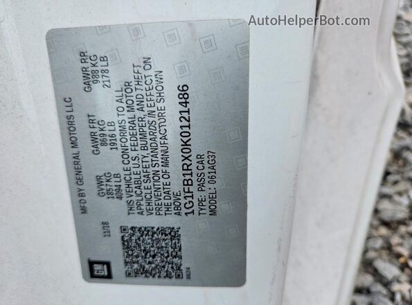 1G1FB1RX0K0121486 2019 CHEVROLET CAMARO White ძრავის განყოფილების ხედი