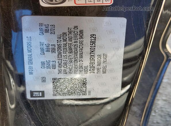 1G1FB1RX7K0158129 2019 CHEVROLET CAMARO Black Вид підкапотного простору