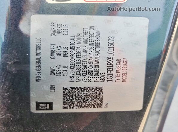 1G1FB1RX9L0115073 2020 CHEVROLET CAMARO Gray ძრავის განყოფილების ხედი