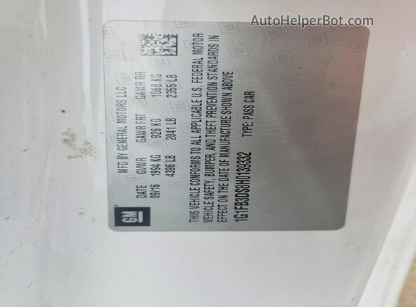 1G1FB3DS8H0139332 2017 CHEVROLET CAMARO White Widok komory silnika