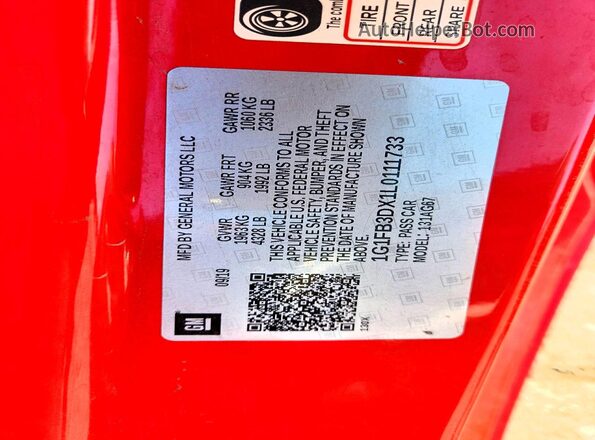 1G1FB3DX1L0111733 2020 CHEVROLET CAMARO Red Engine compartment view