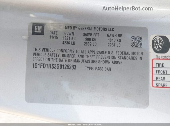 1G1FD1RS3G0126283 2016 CHEVROLET CAMARO Silver Շարժիչի բաժամունքի տեսք
