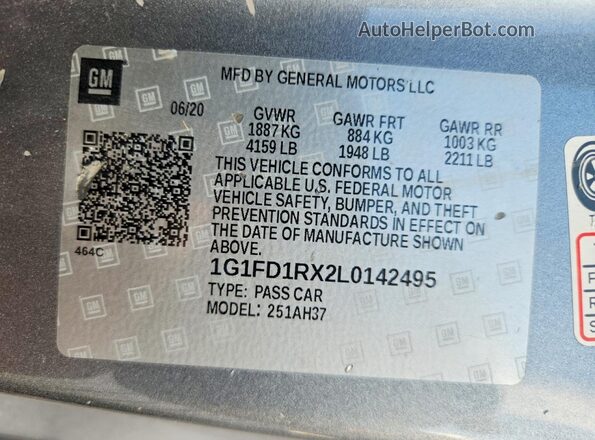 1G1FD1RX2L0142495 2020 CHEVROLET CAMARO Серый Вид подкапотного пространства