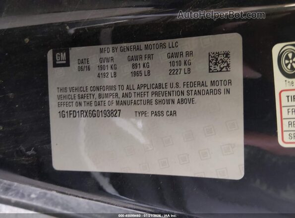 1G1FD1RX6G0193827 2016 CHEVROLET CAMARO Черный Вид подкапотного пространства