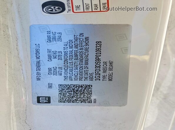 1G1FD3DS9P0109328 2023 CHEVROLET CAMARO White ძრავის განყოფილების ხედი